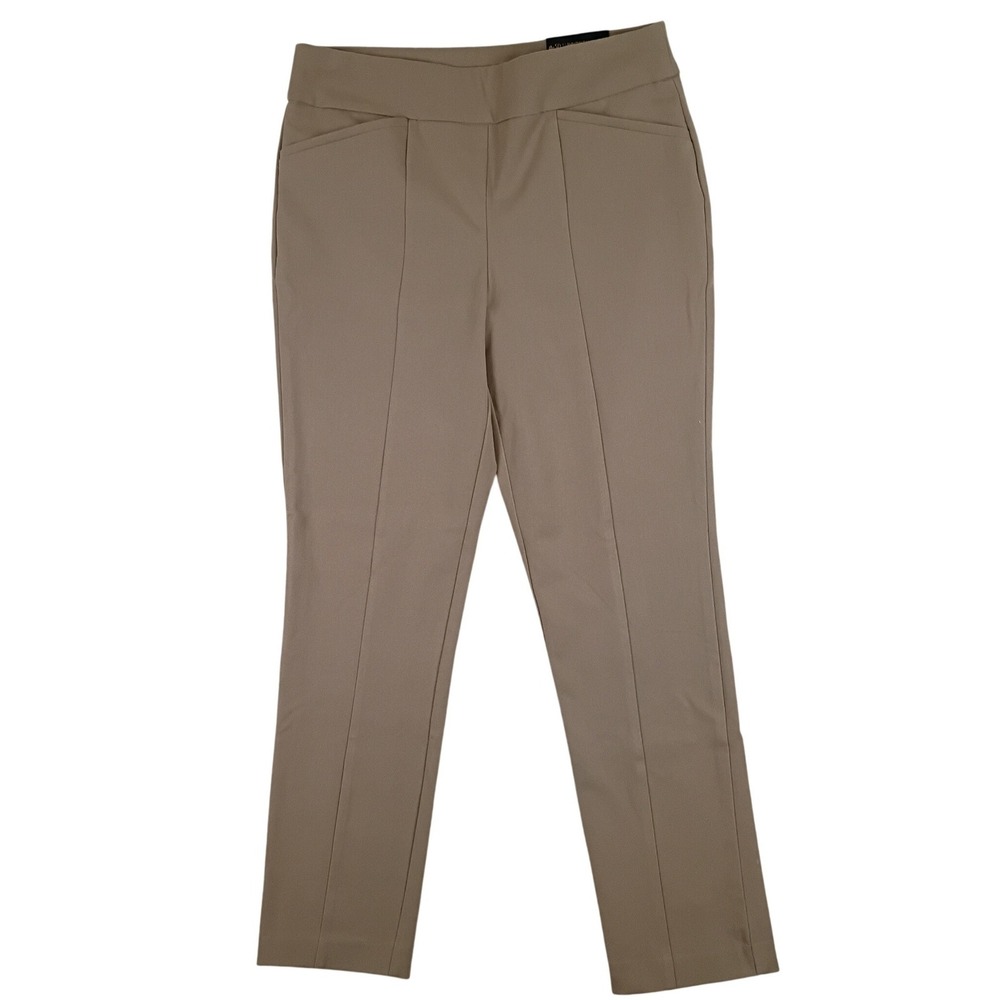 Chico's So Slimming Slim Pant Women 2 34X30 Tan Khaki Trousers Office Stretch